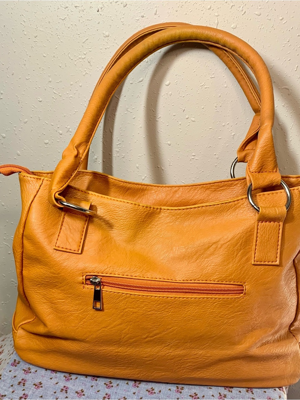 Classic Women's Orange Shoulder Tote with Tassel Accent - Picture 5 of 9